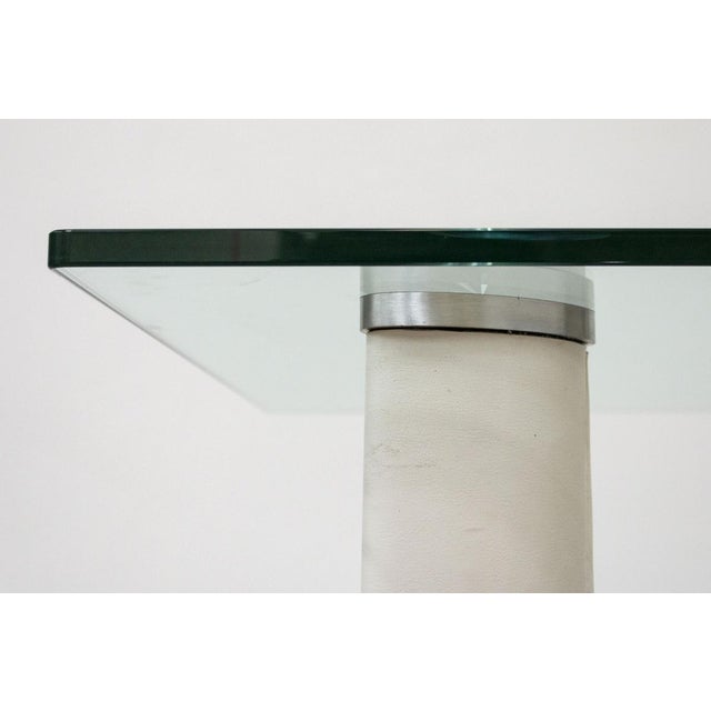 Tempered Glass Table with Leather Covered Legs For Sale - Image 10 of 12