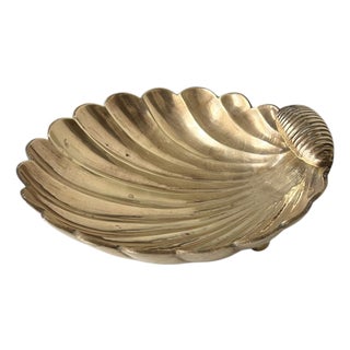 Vintage Brass Scalloped Shell Catchall For Sale
