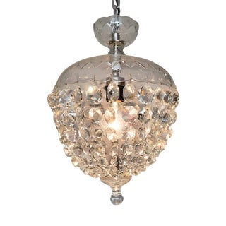 Vintage Basket Pendant Light in Cut Glass For Sale