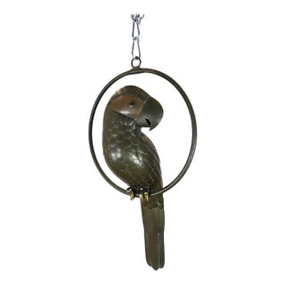 1960s Sergio Bustamante Sculpture of Macaw on Hanging Perch For Sale