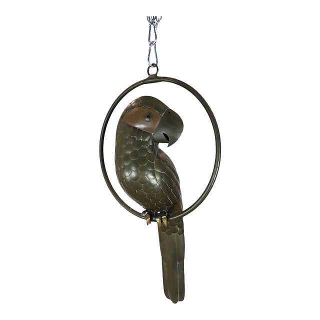 1960s Sergio Bustamante Sculpture of Macaw on Hanging Perch For Sale