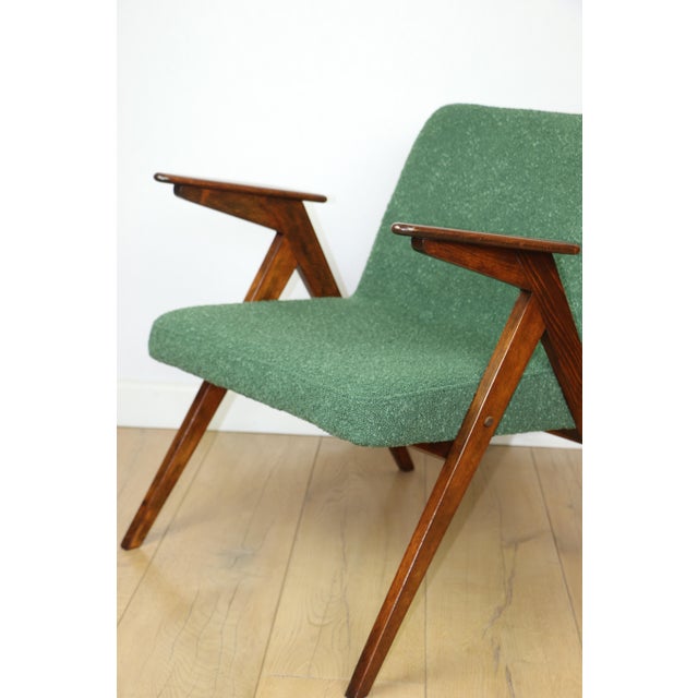Green Bouclé Bunny Lounge Chair attributed to J. Chierowski, 1970s For Sale - Image 11 of 13