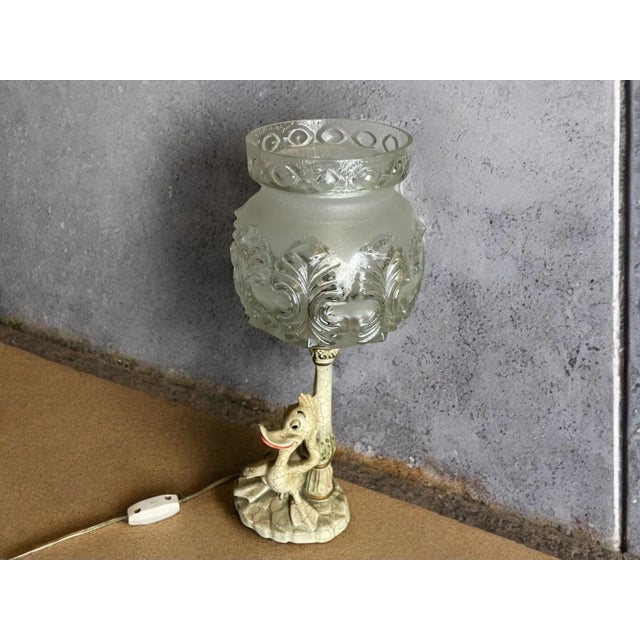 1980s Portuguese Donald Duck Table Lamp in Resin and Glass, 1980s For Sale - Image 5 of 13