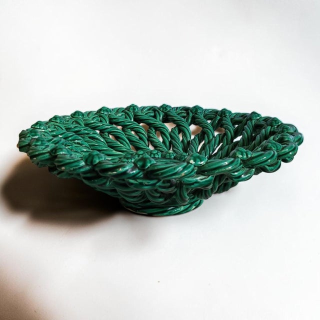 Vintage Woven Ceramic Basket, Vallauris, 1950s For Sale - Image 6 of 13