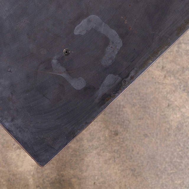 Metal Vintage Black Steel Square Café Table, 1950 For Sale - Image 7 of 9