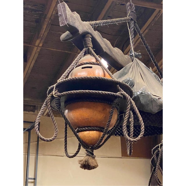 Vintage Handmade Yoke Ox Gourd Lighting Fixture Large For Sale In Pittsburgh - Image 6 of 6