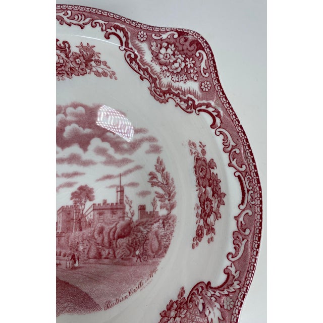 Ceramic Early 20th Century Johnson Bros. “Old Britain Castles” Red Transferware Serving Bowl For Sale - Image 7 of 9