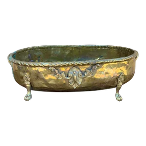 English Country Brass Cachepot or Planter With Paw Feet