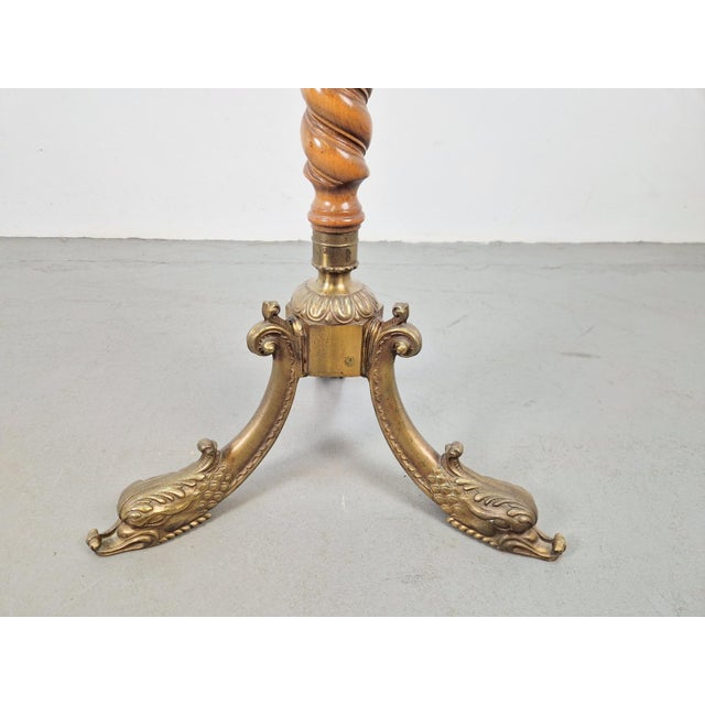 Regency Barley Twist Standing Coat Rack with Brass Lion Heads, France, 1950s For Sale - Image 9 of 10