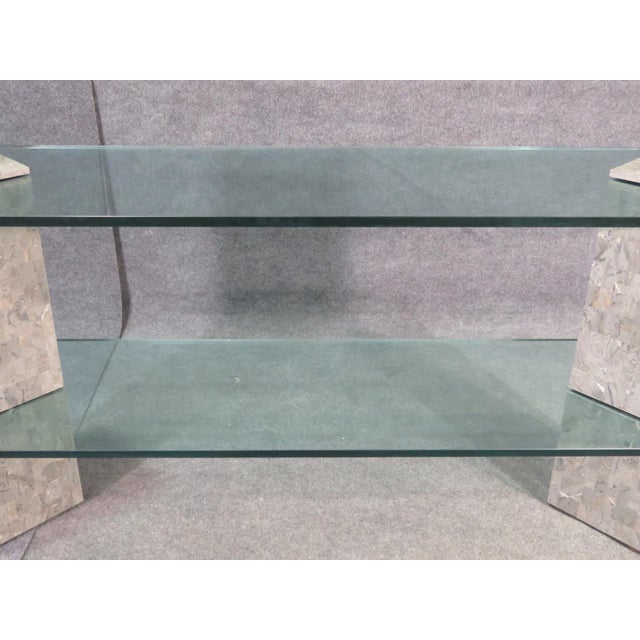 Mid-Century Modern Glass Top Console Table in the Style of Maitland-Smith For Sale - Image 3 of 8