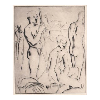 1930s Male Nude Etching For Sale