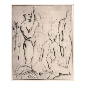 1930s Male Nude Etching