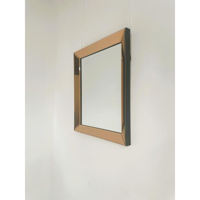 Vintage Peach Smoked Beveled Mirror, 1970s For Sale - Image 6 of 8