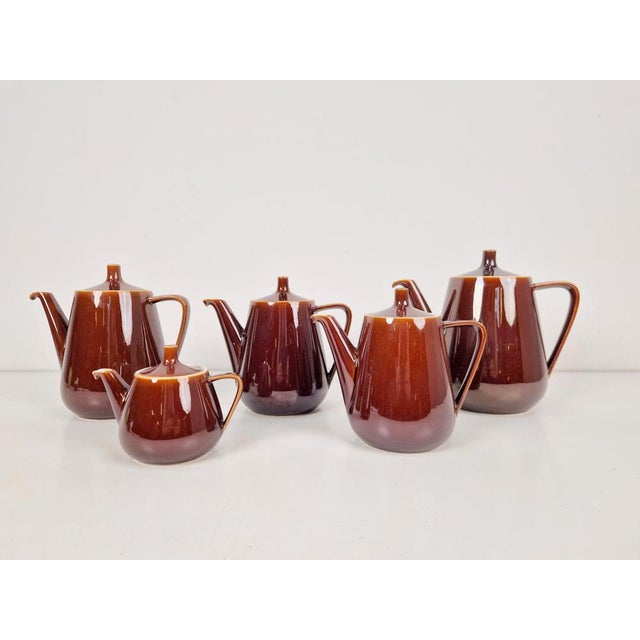 Brown Porcelain Tea Pots from Villeroy & Boch, Set of 5 For Sale - Image 8 of 9
