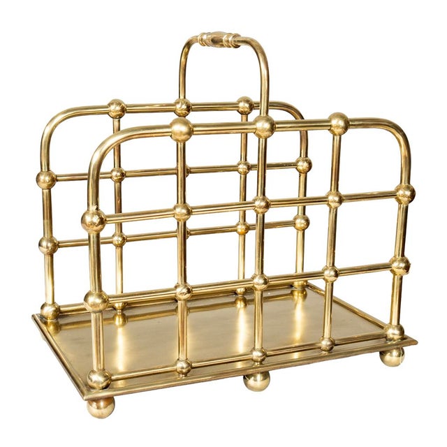 Late 19th Century American Aesthetic Brass Wood Caddy For Sale - Image 5 of 6