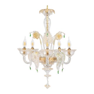 Vintage Ca’ Rezzonico Style Gold‑Infused Murano Chandelier, in the Manner of Giuseppe Briati For Sale