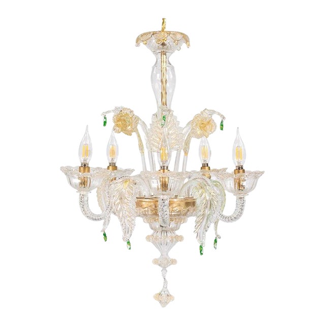 Vintage Ca’ Rezzonico Style Gold‑Infused Murano Chandelier, in the Manner of Giuseppe Briati For Sale