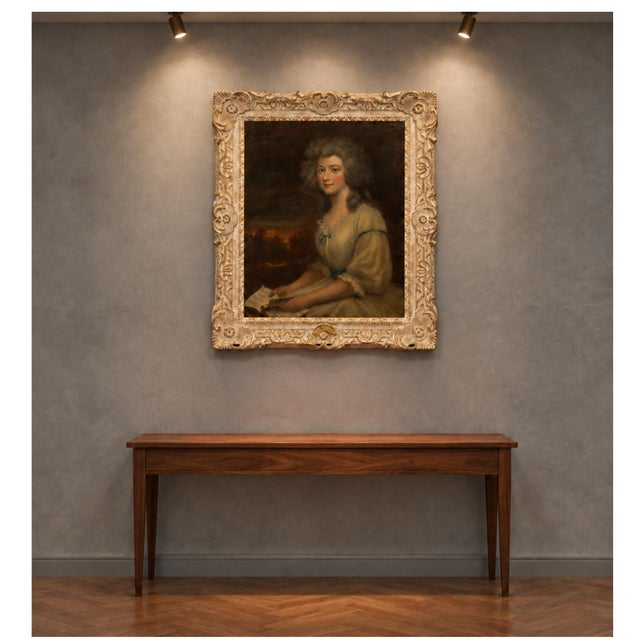 Traditional Portrait of the Duchess of Saint Albans Oil on Canvas, Attributed to George Romney For Sale - Image 3 of 5