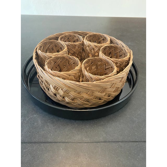 Brown Vintage Italian Wicker Beverage Set- 7 Pieces For Sale - Image 8 of 11