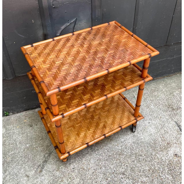 Vintage 3Tier Rattan Cart Chairish
