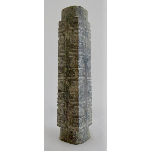 Vintage: Early 20th. Century, Antique Neolithic Chinese, Liangzhu Culture hand-carved jade, 9-Tiered Cong. The song...