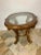 American 1980s Vintage Wood Side Table With Glass Top and Marble Bottom Base For Sale - Image 3 of 8