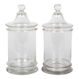 French Glass Apothecary Jars or Canister Pair For Sale