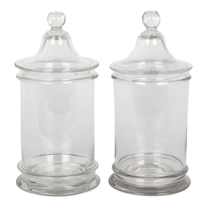 French Glass Apothecary Jars or Canister Pair