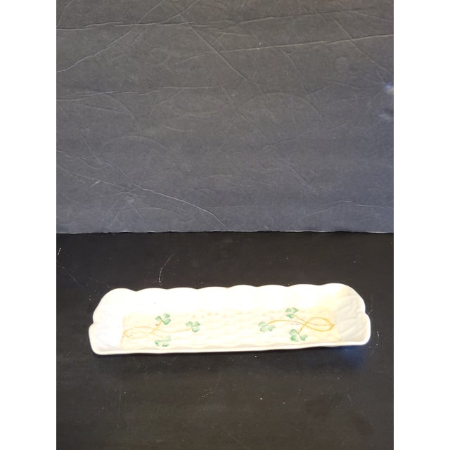 Mid-Century Modern Vintage Belleek Porcelain Mint Tray Celery Dish For Sale - Image 3 of 9