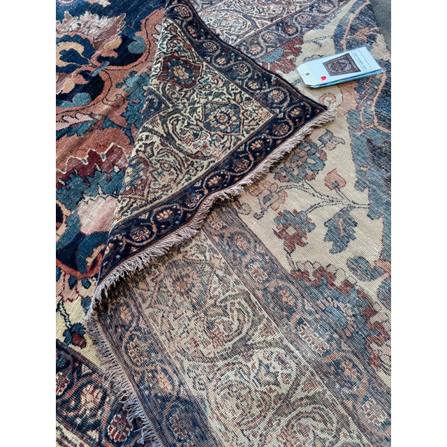Navy Blue Mid 19th Century Kashan Persian Rug With Navy Medallion For Sale - Image 8 of 9