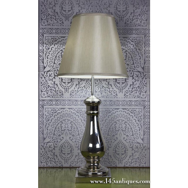 1940s Nickel Plated Balustrade Table Lamp For Sale - Image 4 of 8