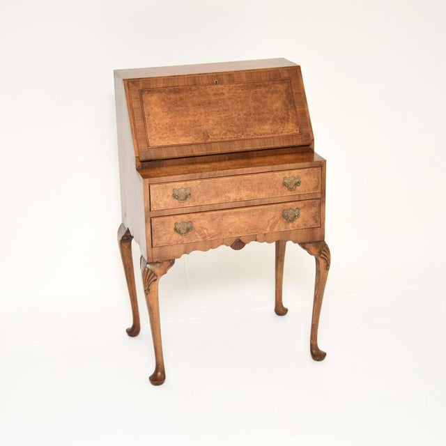 Vintage Writing Desk in Burr Walnut, 1920s For Sale - Image 11 of 11