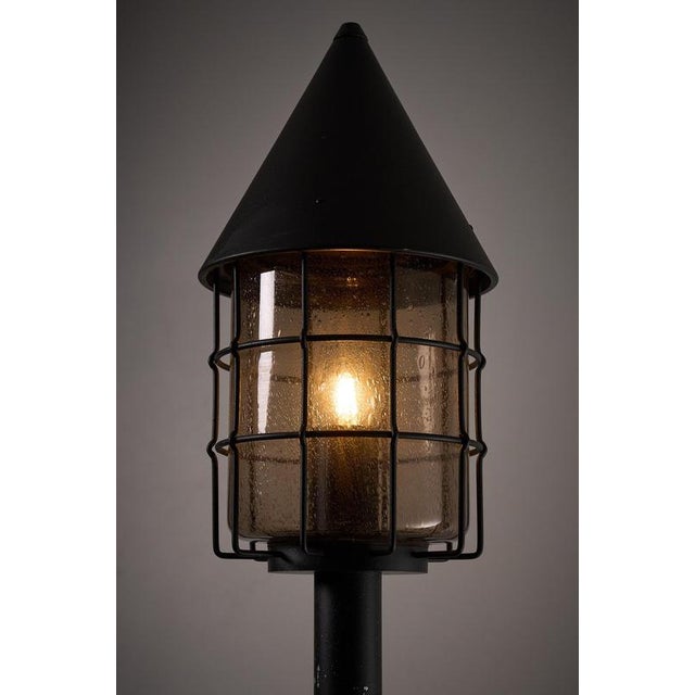 Industrial Cone Garden Floor Lamp with Amber Bubble Glass from BEGA, 1970s For Sale - Image 3 of 7