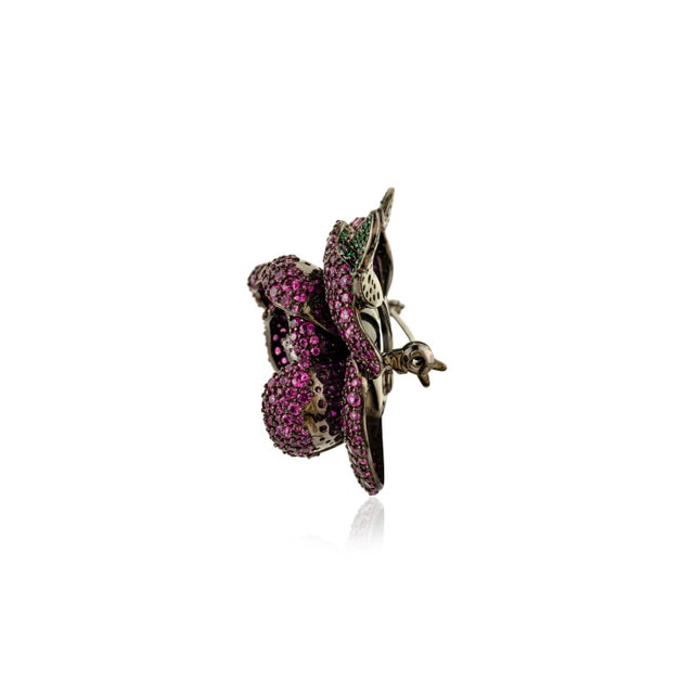 Not Yet Made - Made To Order Exquisite Camellia Blooming Rose Brooch With Pave Set Gemstones by Carat&her For Sale - Image 5 of 6