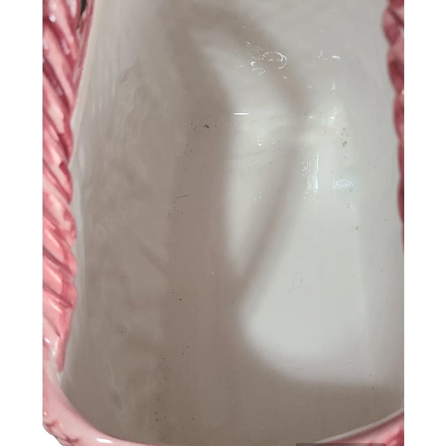 Ceramic Late 20th Century Floral Pink Pottery Hand Painted Basket Planter, Made in Italy For Sale - Image 7 of 8