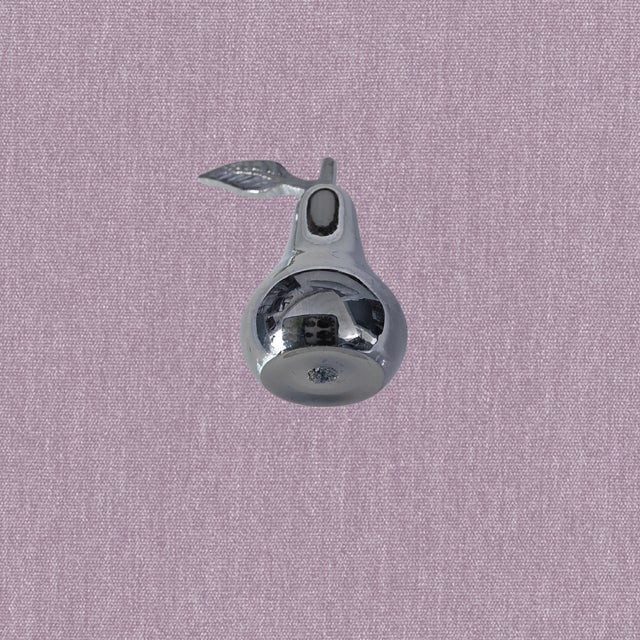 Metal Late 20th Century Silver-Toned Weighted Mini Pear Place Card Holders (Set of 6 With Storage Box) For Sale - Image 7 of 9