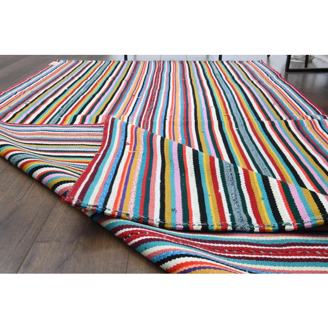 Shabby Chic Vintage Turkish Oushak Handmade Wool Cotton Pink Green Area Rug For Sale - Image 3 of 12