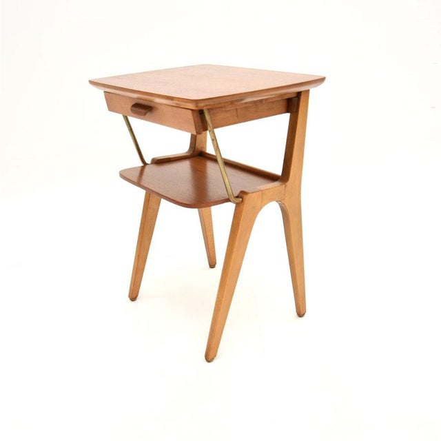 Vintage Swedish Teak and Brass Bedside or Side Table, 1960s For Sale - Image 4 of 8