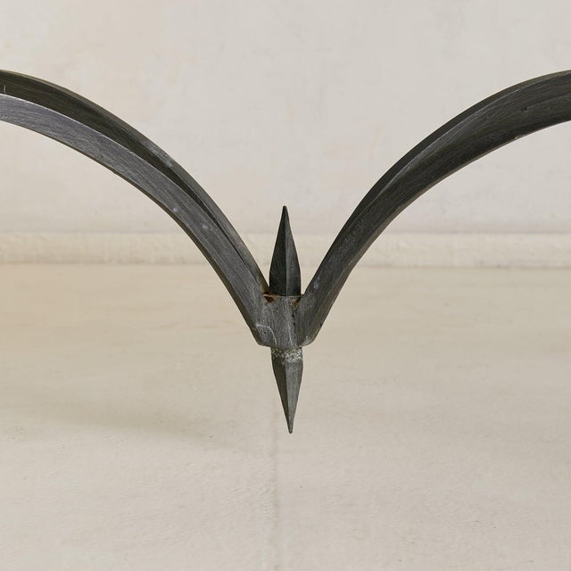 White French Iron + White Marble Coffee Table, 1940s For Sale - Image 8 of 8