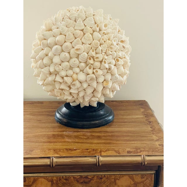 Spec Large 10” Sea Shell Globe Costal Decor For Sale - Image 4 of 5