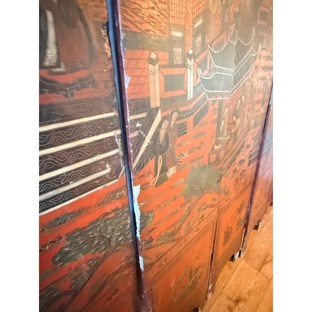 Wood 8 Panel Antique Wooden Chinese Screen For Sale - Image 7 of 18