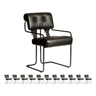 Black Leather Tucroma Chairs by Guido Faleschini for Mariani, Brand New - Set of 12 For Sale