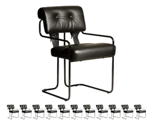 Black Leather Tucroma Chairs by Guido Faleschini for Mariani, Brand New - Set of 12