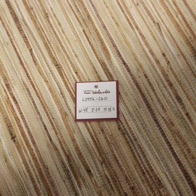 Vintage Ming-Style Grey Painted Coffee Table With Raffia Tabletop For Sale - Image 9 of 11