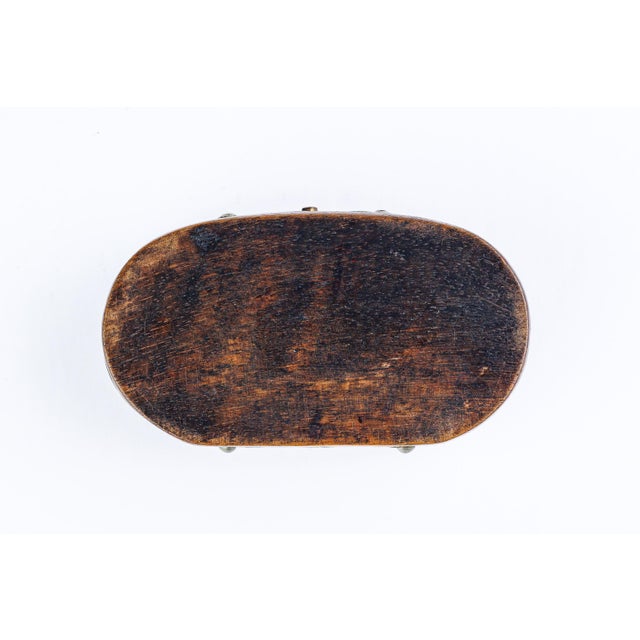 19th Century Antique Silver Wire-Inlaid Wood Trinket Box, Oval Form, Ottoman Style, 19th C For Sale - Image 5 of 5