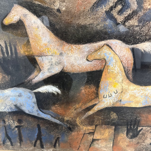 Monica Stobie “Twilight Ponies” Pastel on Bark Paper, 1993 For Sale In San Francisco - Image 6 of 12
