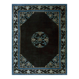 Splendid Navy Blue Color With Sky Blue Color Florid Design Antique Chinese Peking Rug