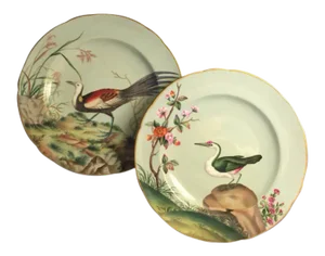 Antique Mintons Porcelain Cabinet Plates - a Pair