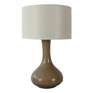 Vintage Portuguese Grey Opaline Glass Table Lamp, 1960s For Sale