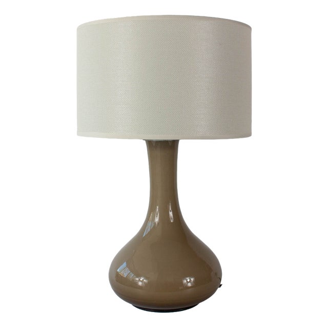 Vintage Portuguese Grey Opaline Glass Table Lamp, 1960s For Sale